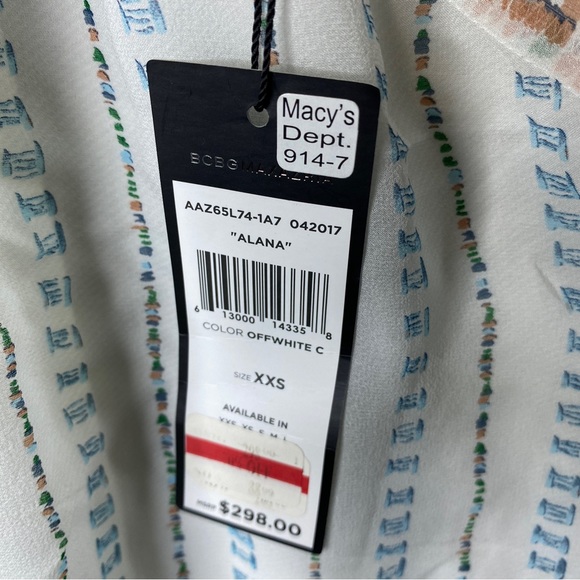 BCBG Haute Couture Alana Maxazria Off One Shoulder Top Womens XXS Blouse Aztec - Picture 7 of 11